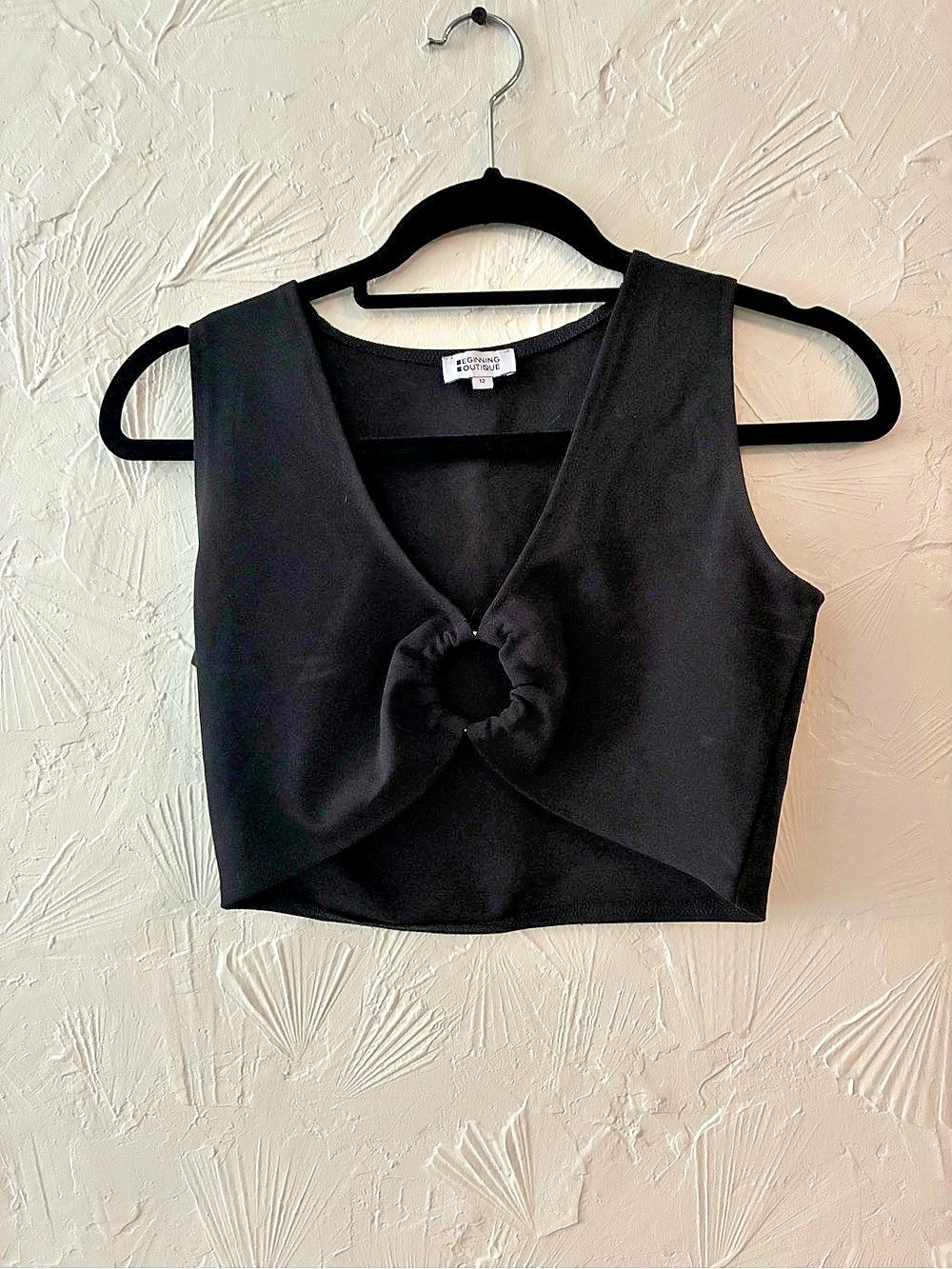 Black Tie-Front Crop Top